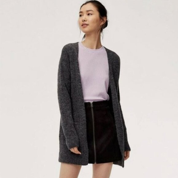 Aritzia Wilfred free 100% Cashmere Very Soft Brown Cardigan - Picture 1 of 6